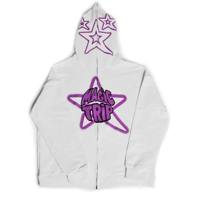 Street trend Y2K Gothic punk hip-hop fashion zipper digital printed couple hoodie