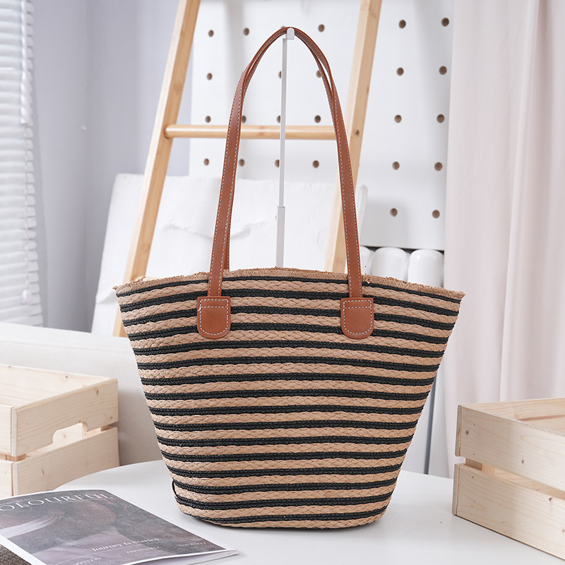 Commuting large capacity for women stylish versatile shoulder bag, summer beach vacation straw woven bag #swissmilitary