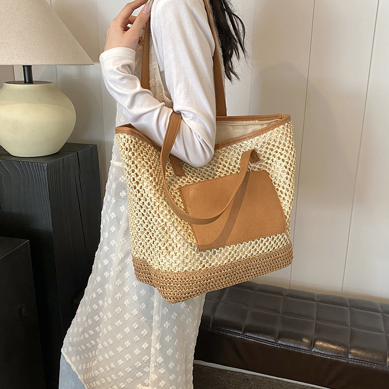 Summer for women 2024 new large capacity woven shoulder bag, vacation beach commuting tote bag #swissmilitary