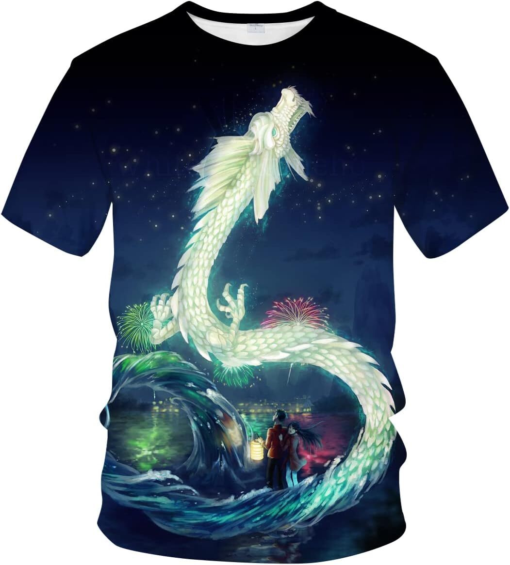 Mens T shirt Men's Dragon T Shirt Summer Short Sleeve Tees Tops Animal Theme Shirt Anime Graphic Shirt tee Casual tops summer clothes cool