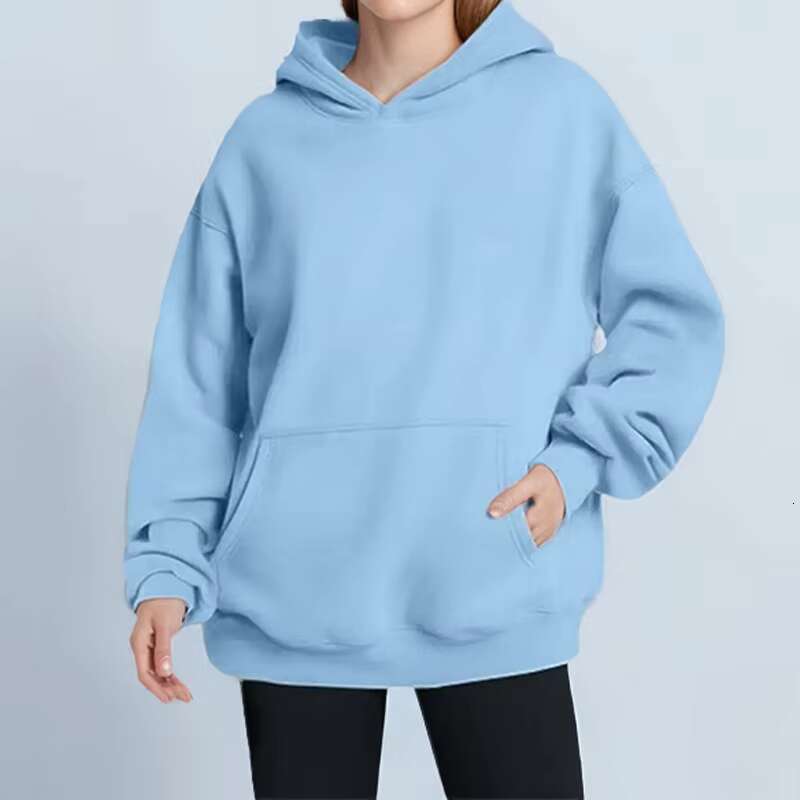 New Fashion Solid Color Loose Casual Temperament Long-Sleeved Hoodie Woman Hoodies Sweatshirts Pullover Pock