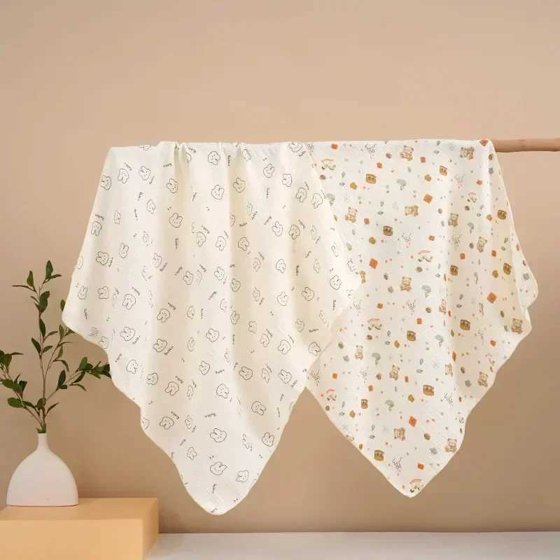 Ins Baby Newborn Swaddling Infant Cotton Gauze Bath Towel Animal Flowers Soft Stroller Blanket Muslin Diaper Wrap Cloth Z250228