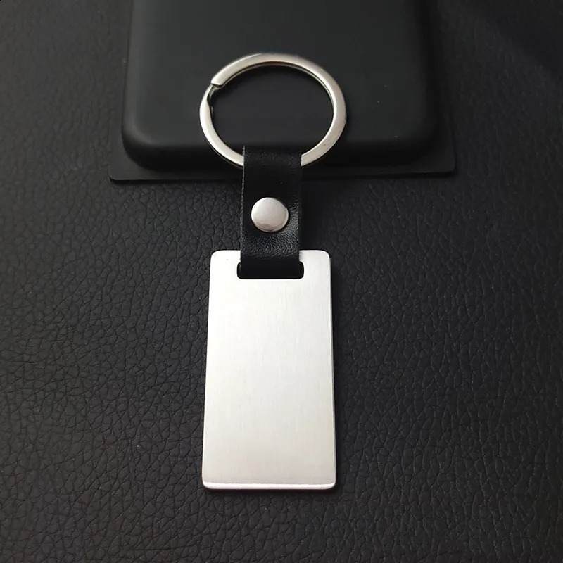 10pcs Stainless Steel Rectangular Key Chain Brushed Round Key Chain Business Gift Can Be Engrave 250221