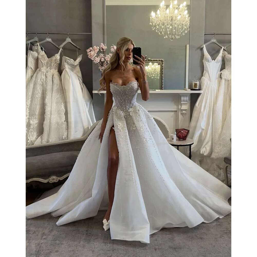 Pearl Lace Custom Made Dresses 2024 High Quality Wedding Weddings Bridal Dress trouwjurk
