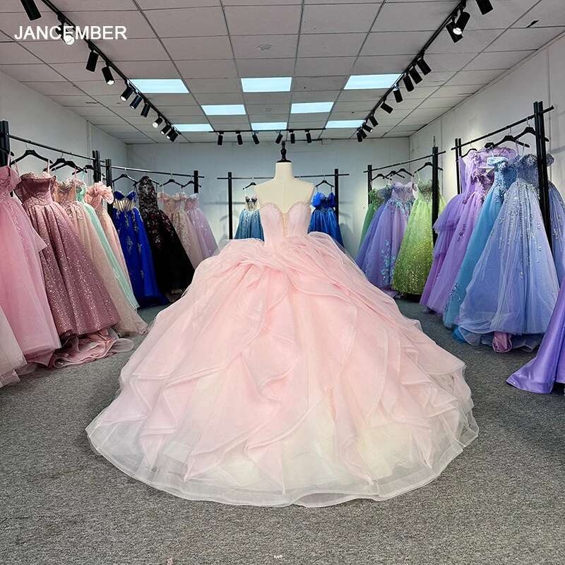 Bright pink quinceanera dress, strapless, party, lace, sleeveless, sweet 16, princess, zipper, 15 years, customized, dy1310