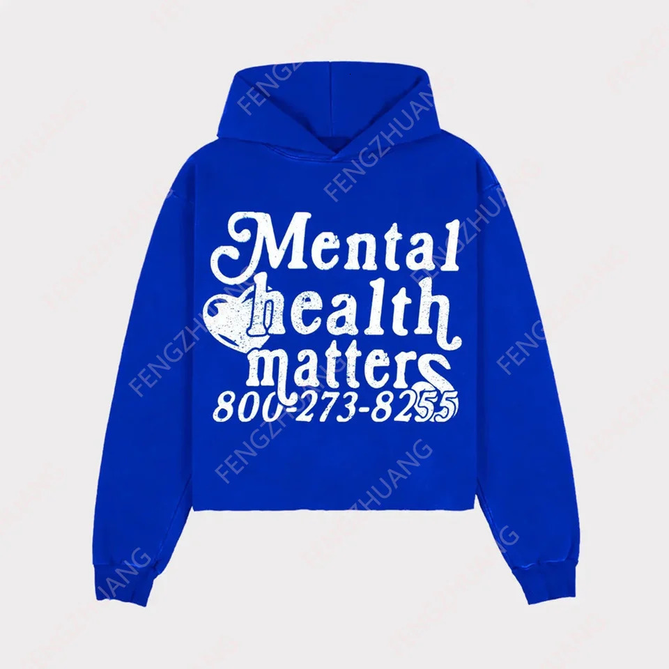 HipHop Punk Mental Health Matters Graphic Print Mens Street Trend Style Causal Sweatshirt For Adult Kid Pullover Hoodie 250225