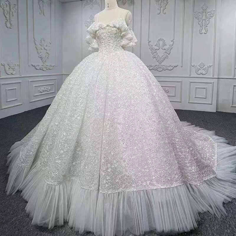 Exquisite dresses women organza ball gown custom wedding dress for bride 2025 ribbons pearls