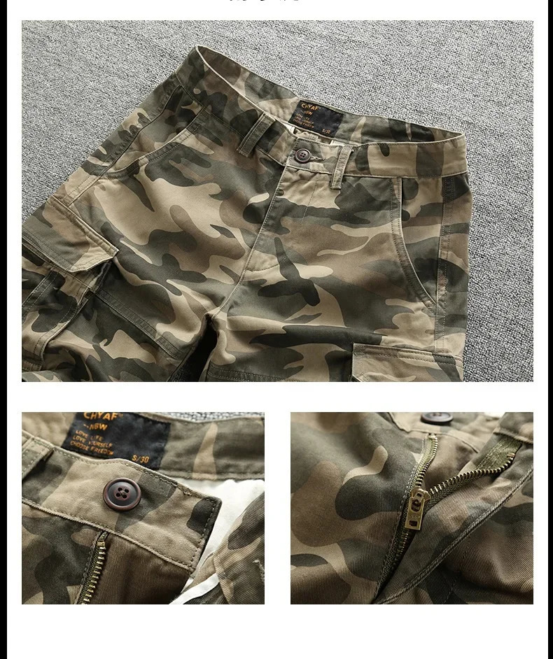 Mens Casual Cargo Shorts 100% CottonAmerican StyleTooling Short PantsMulti-Pocket Camouflage PantsSummerest 250225