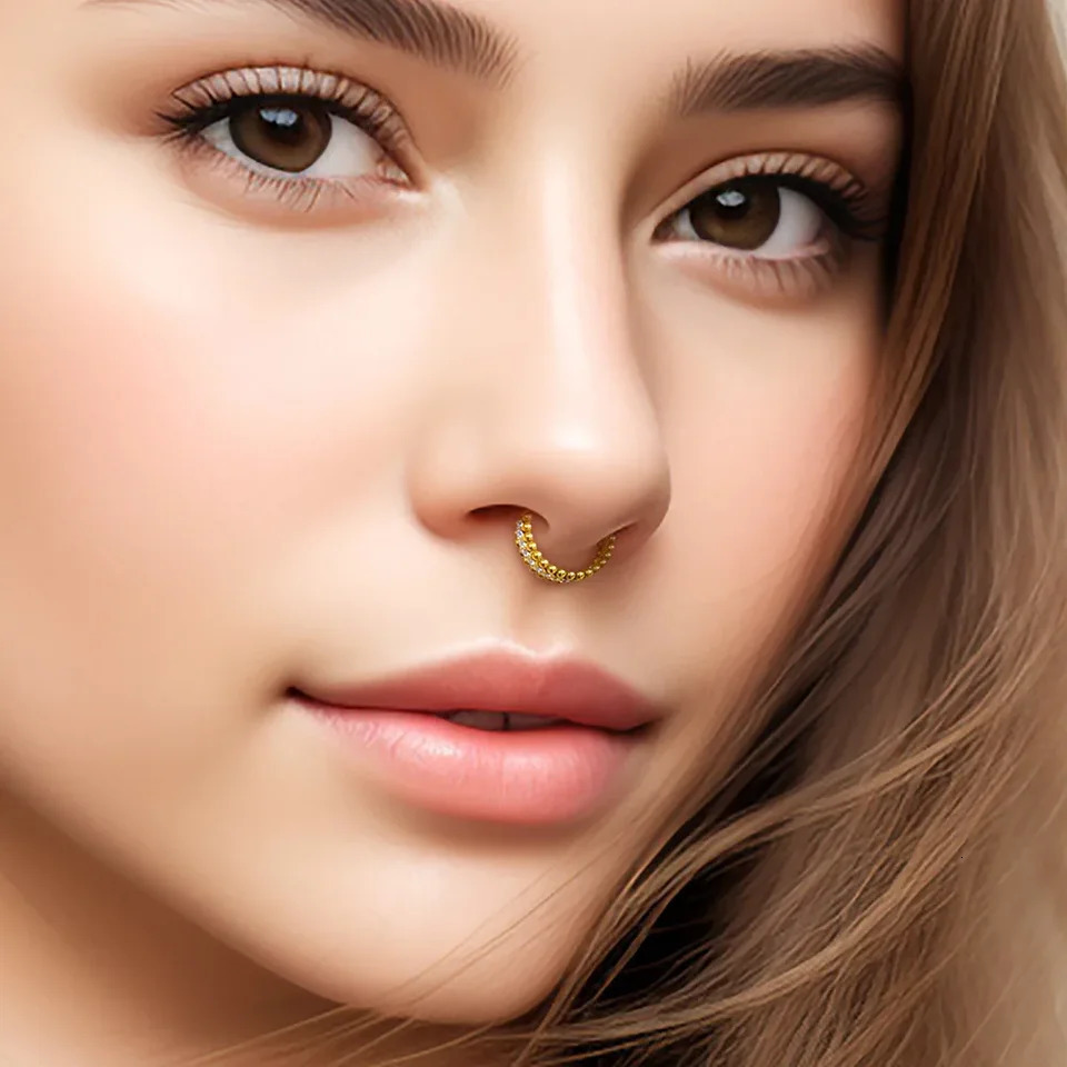 1PC G23 CZ Hoops Earrings Hinged Segment Rings Septum Clicker Nose Rings Helix Piercing Body Jewelry 1mm Ball 8/10/12mm 250227