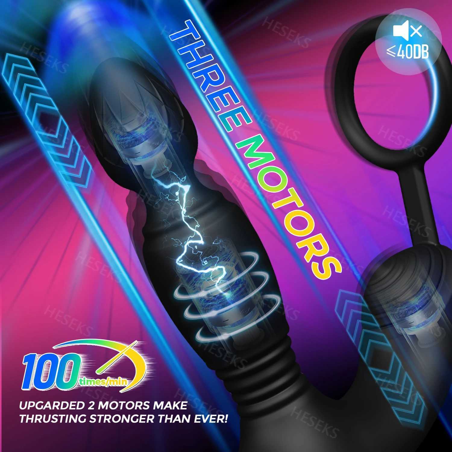 HESEKS Male Thrusting Prostate Massager Wireless Remote Control Anal Plug Dildo Butt Plug Telesic Cock Ring Sex Toys for MenW250228
