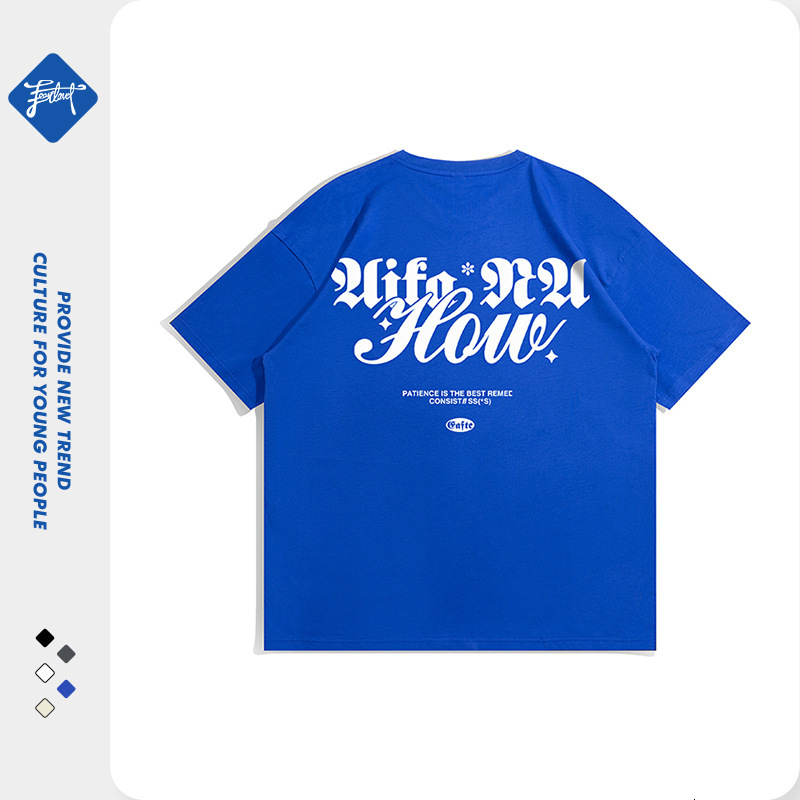 American Fashion Brand T-shirt Men's Short Sleeve Loose Oversize220g Street Hip Hop Couple Bottom Shirt