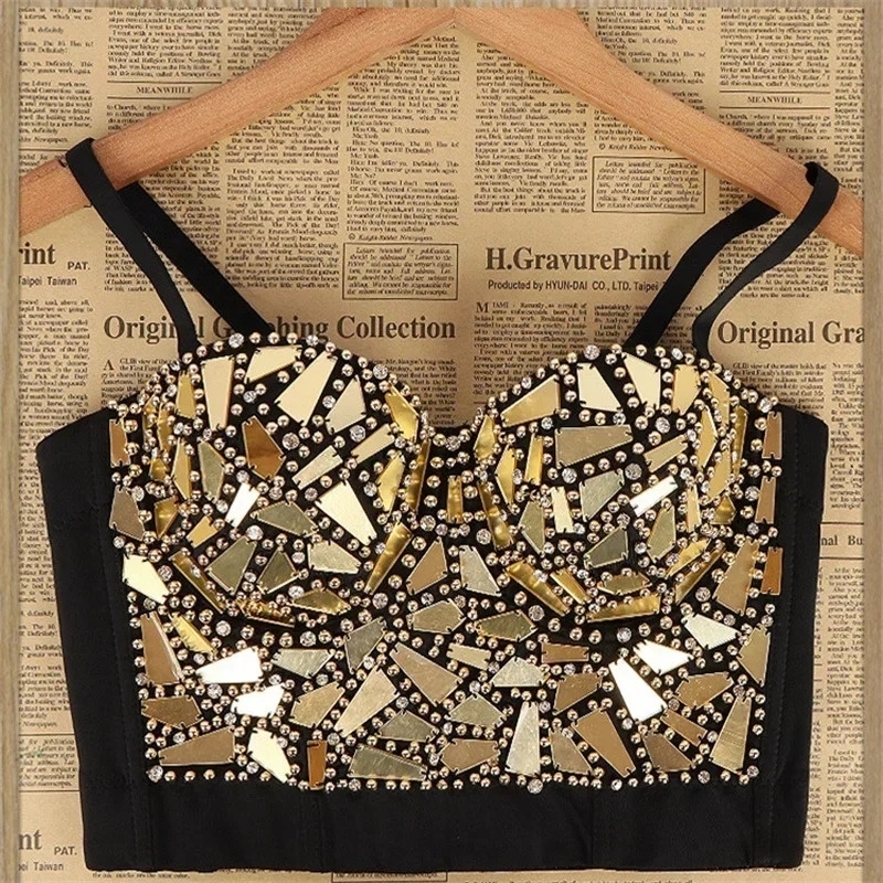 Summer High End Tops Women Corset y Bling Diamond Sequined y2k Tank Woman Clothes Quality Push Up Bustier Ladies Crop Top 250226
