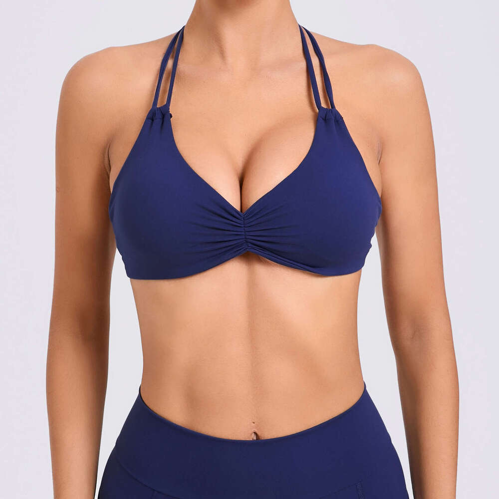 European and American djustable buckle hanging neck beautiful back yoga vest women's tight sports top quick drying fiess bra 74068 2025 temperame