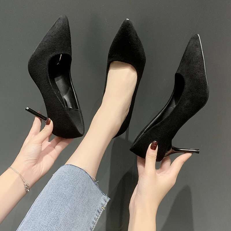 New Pumps Suede High Fashion Office Stiletto Party Shoes Female Comfort Women Heels atos Mujer
