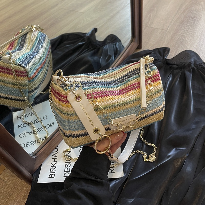 Spring summer super hot pillow women's 2025 new casual and stylish seaside vacation grass woven single shoulder crossbody bag #swissmilitary