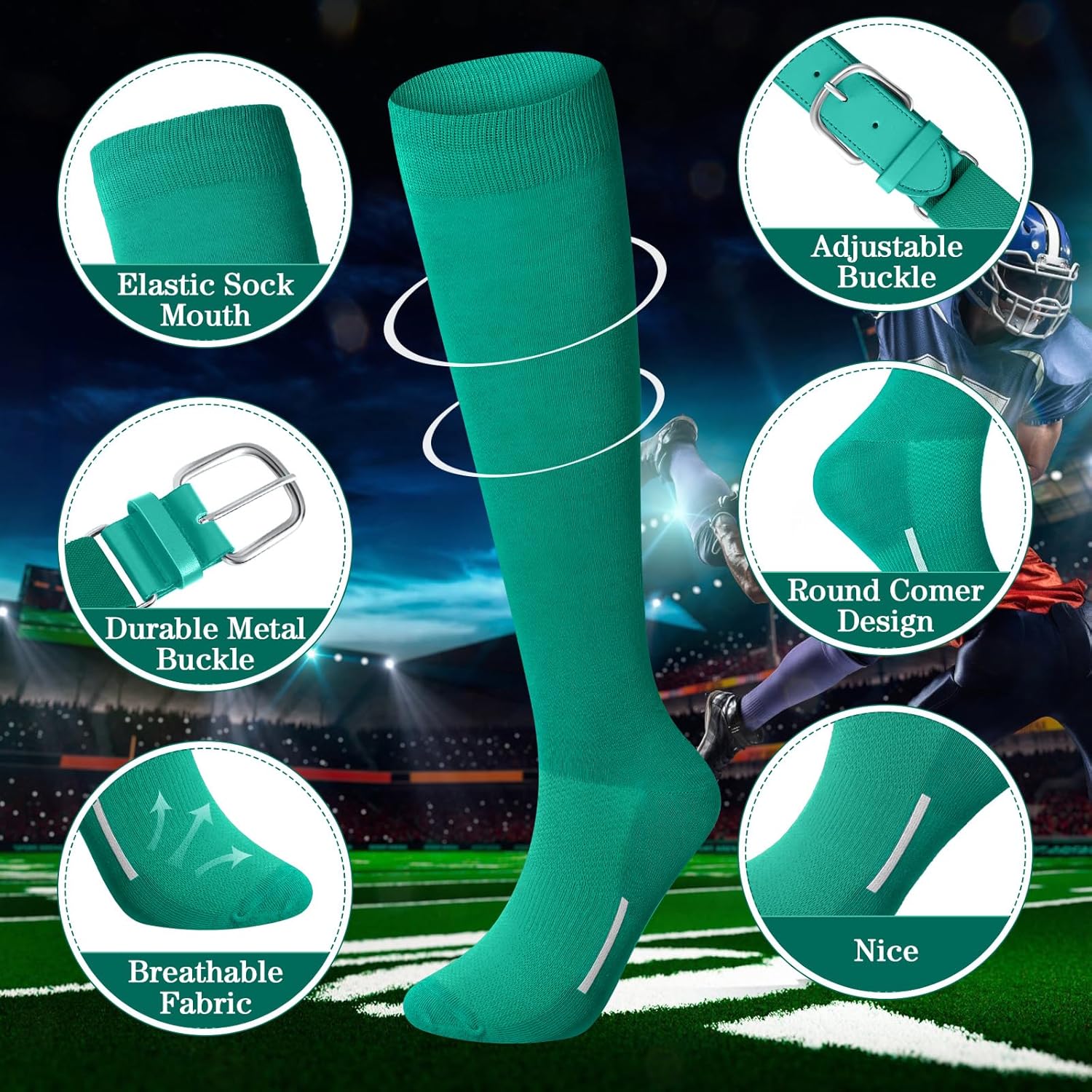Haysandy Baseball or Softball Sock and Belt Combo Set 3 Football Baseball Socks with Softball Belt for Kids Youth Adult