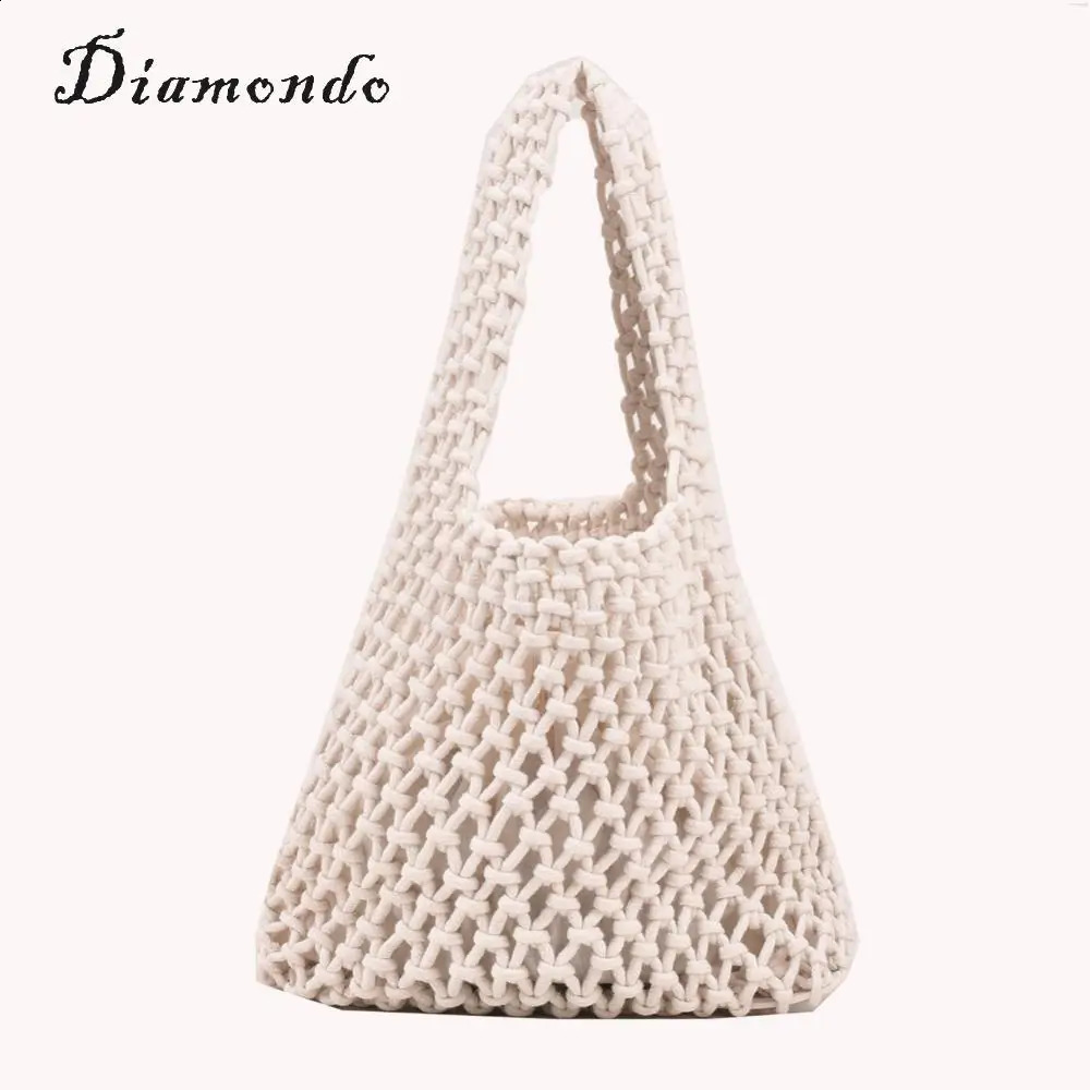 Ship from US Women Braid Handbag Cotton Linen Top Handle Bag Woven Basket Net Shopper 250303FBB