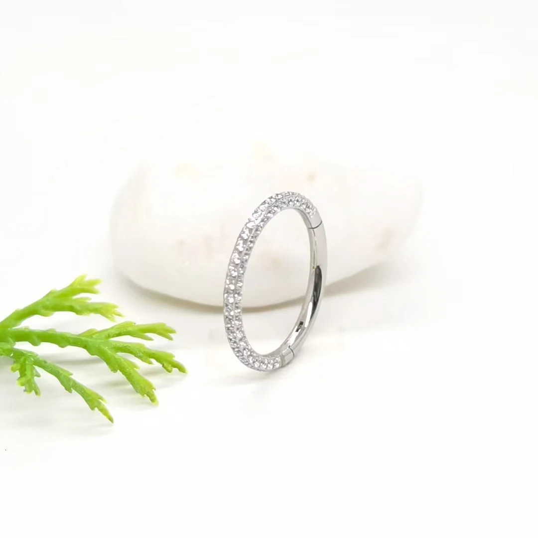 1PC ASTM F136 Piercings Hoop Earrings Nose Rings CZ Clicker Septum Tragus Cartilage Helix Ear Piercing Body Jewelry G23 250227