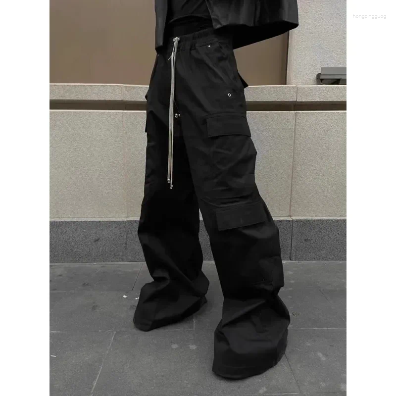 Men's Jeans Deeptown Baggy Black Cargo Pants Women Wide Leg Casual High Street Drawstring Trousers Men Goth Grunge Style Pantalones