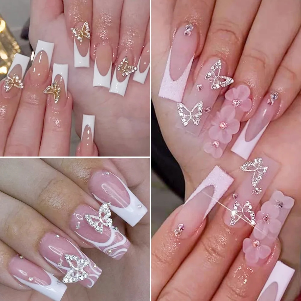 20 Sparkling Diamond Wings Hollow Butterfly Nails Charm 3D Shape Nail Gemstone Decoration Products 250217