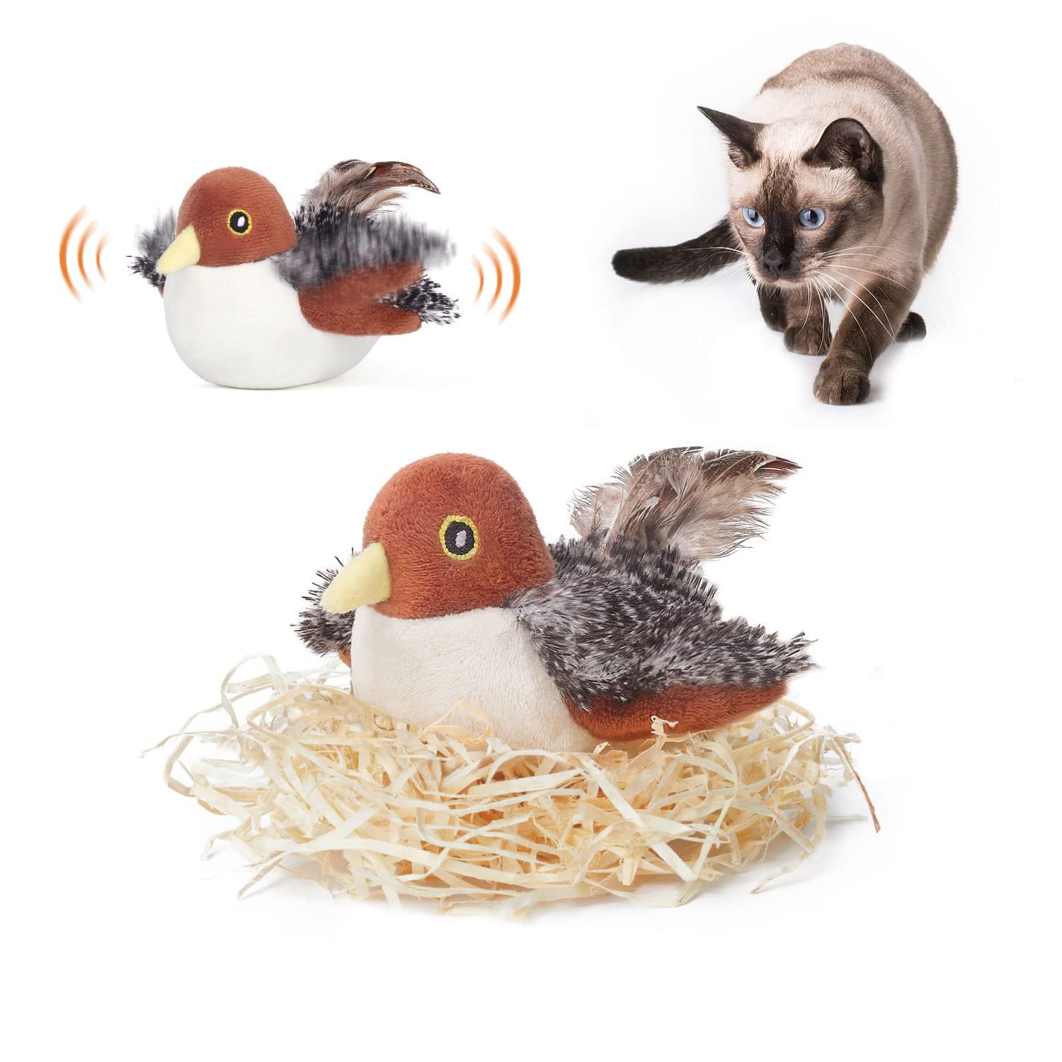 Cat Toys Rechargeable Flapping Bird Sparrow,