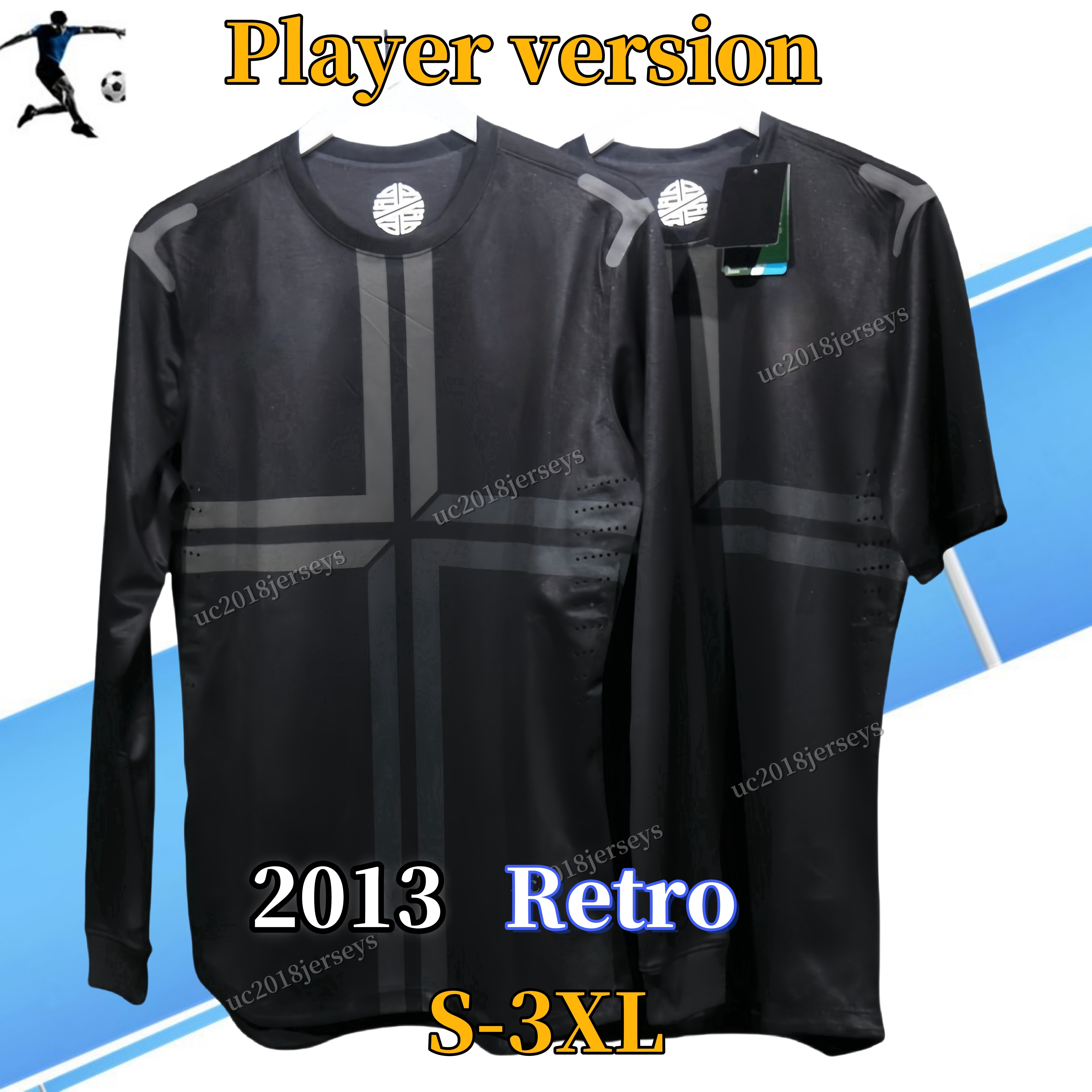 Player version Portugal 2013 Retro soccer jerseys RonaLdO MEN 13 PT Away black classic vintage football shirt away shirts S-3XL long sleeves