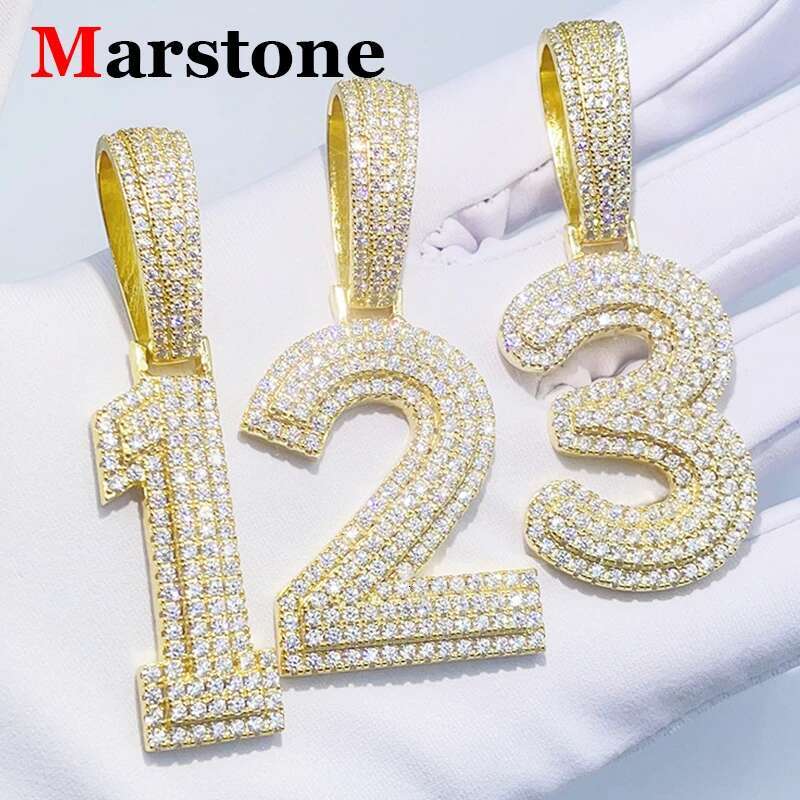 Full D Color VVS Moissanite Dia Hip-hop Men's Women's Number Pendant S Sliver 15MM Cuban Chain Necklace