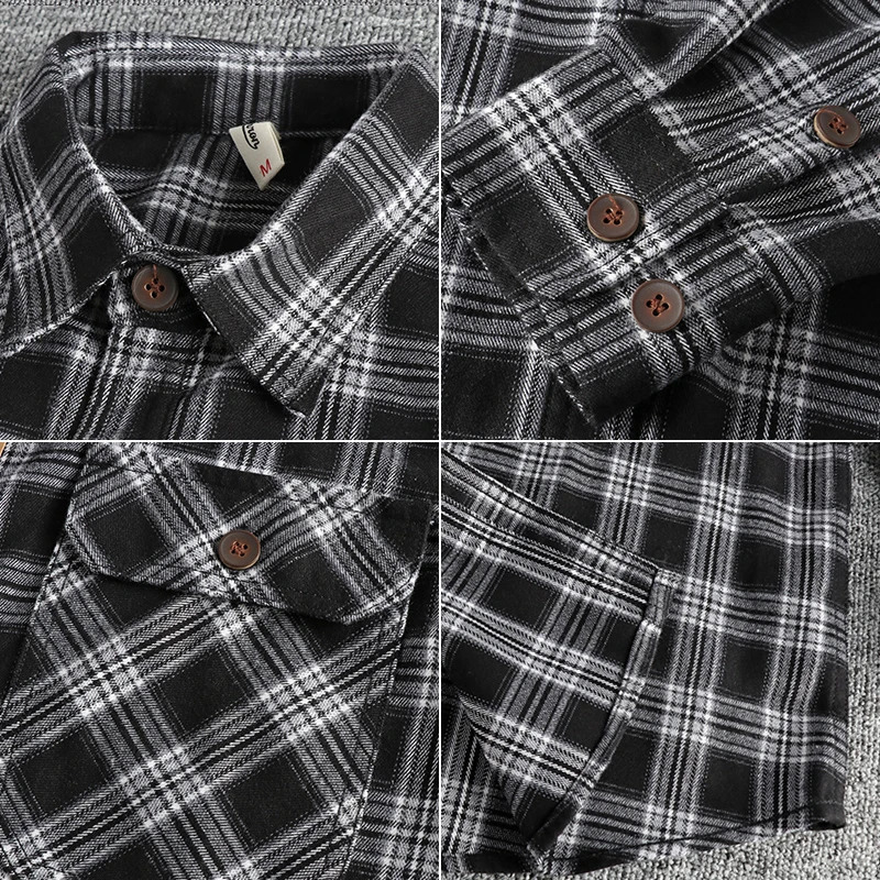 Retro Plaid Shirt Mens Autumn Style Leisure Allmatch Youth Jacket 250226