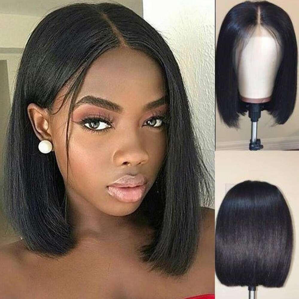 HD Front Lace Wig Hand Hook Front Wig Female BOBO Medium Split Short Straight Fiber Headset Lace Wigs Black