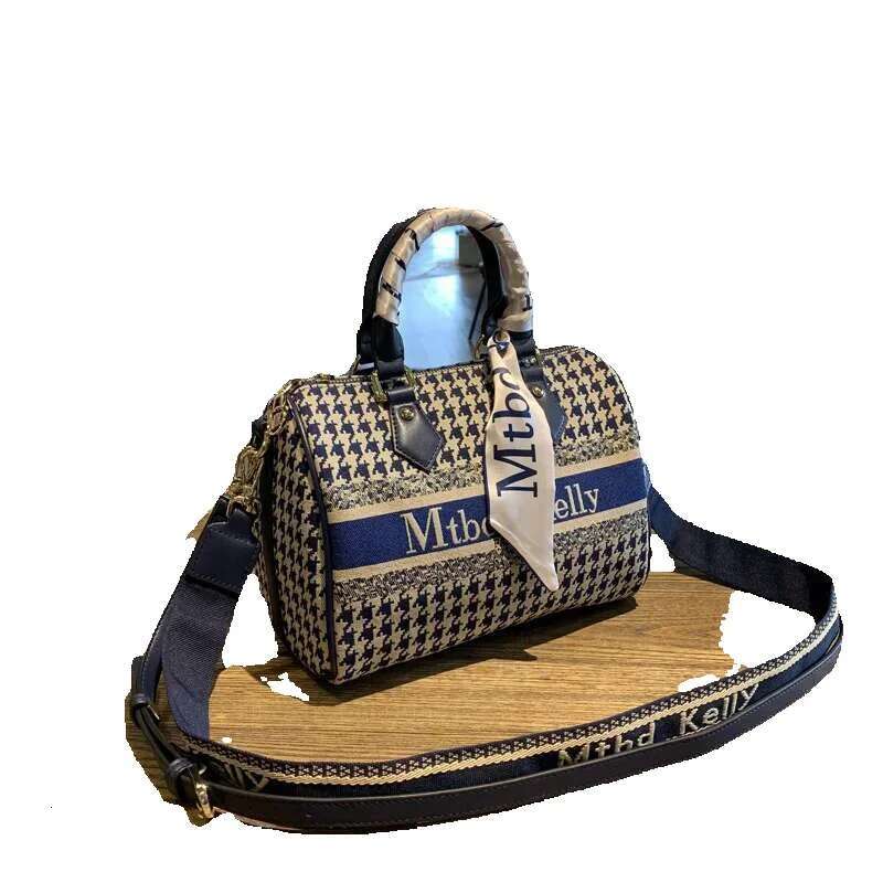 Versatile Thousand Bird Check Handbag Pillow Retro Printing Ladies Shoulder Bag Fashion Leather Girls Crossbody Embroi