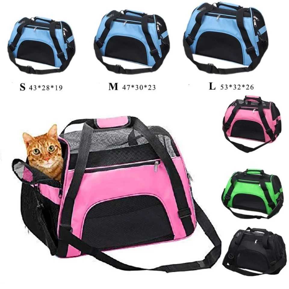 Cat Bags Portable Dog Carrier Bag Mesh Breathable Carrier Bags Small Dogs Foldable Cats Handbag Travel Pet Bag Transport Bag 250205