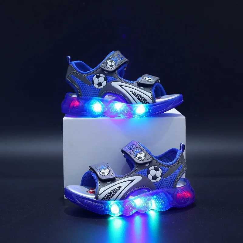 Kids Glowing Light Beach Shoes Childrens Shining Light Soft Bottom Sandals Kids LED Light Shoes Little Boys Sandals With Lights W250228