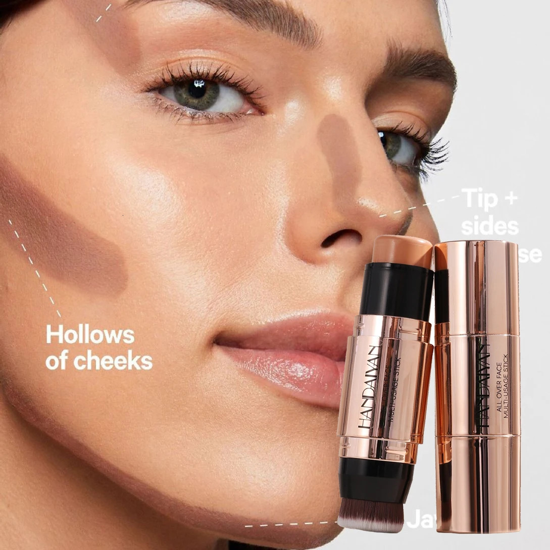 Doublehead Face Bronzer Contour Stick Cream Makeup Light Dark Shadow Lasting Concealer Brighten Contouring With Brush 250219