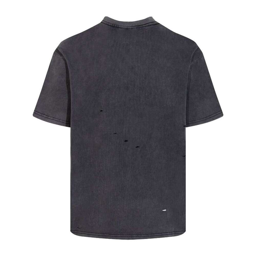Co branded distressed spoof correct round neck men's short sleeved T-shirt