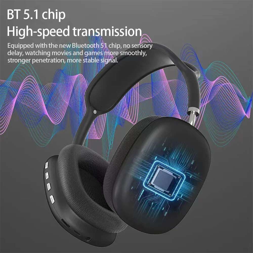 P9 Pro Max Wireless Bluetooth Headphones Hifi Stereo Noise Cancelg Waterproof Mic Pods Over Ear Sports Gaming Headset