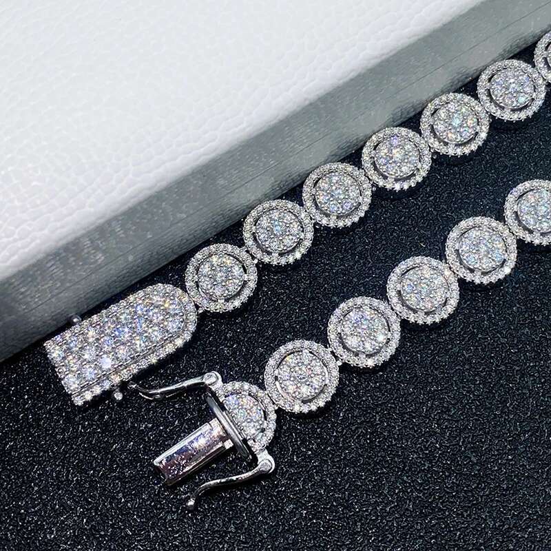 10mm Iced Moissanite Dia Cuban Tennis Chain Bracelet for Women Sterg Sier Plated Rhodium Fine Jewelry Pass Tester