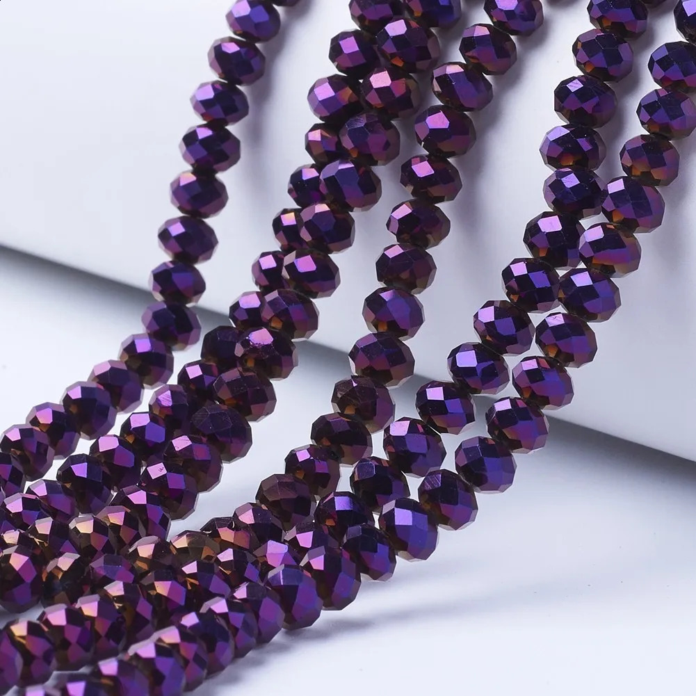 10 Strands 6mm Electroplate Transparent Glass Beads Strands Loose Beads for Diy Necklace Bracelet Jewelry Making Accessories 250221