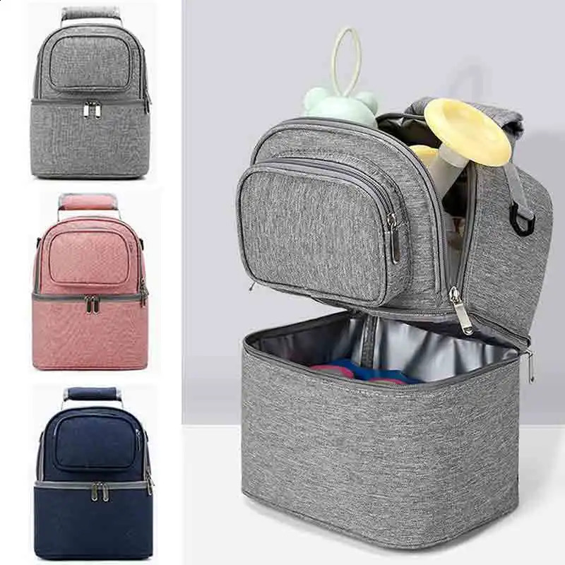 Moms bag milk storage breast pregnant womans cooler double-layer insulation fresh baby food backpack feeding bottle 250227