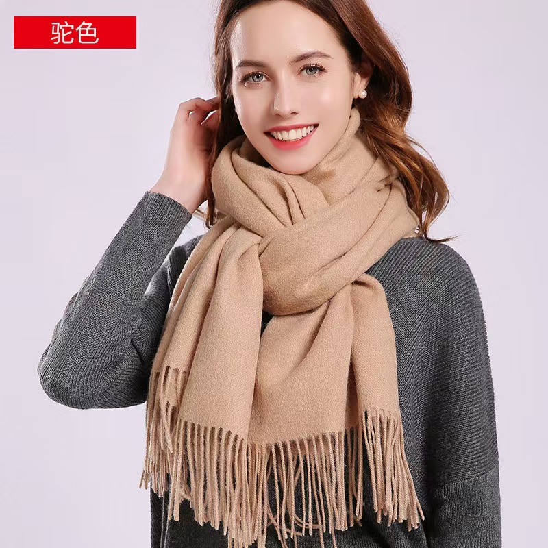 K018 100% pure wool scarf new style all-match warm ladies winter camel thickened neck high-end shawl female