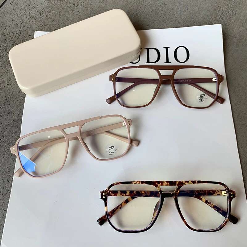 Retro Fashion Anti-blue Light Men Women Transparent Computer Eyeglass Frame Flat Glasses Square Eyeglasse