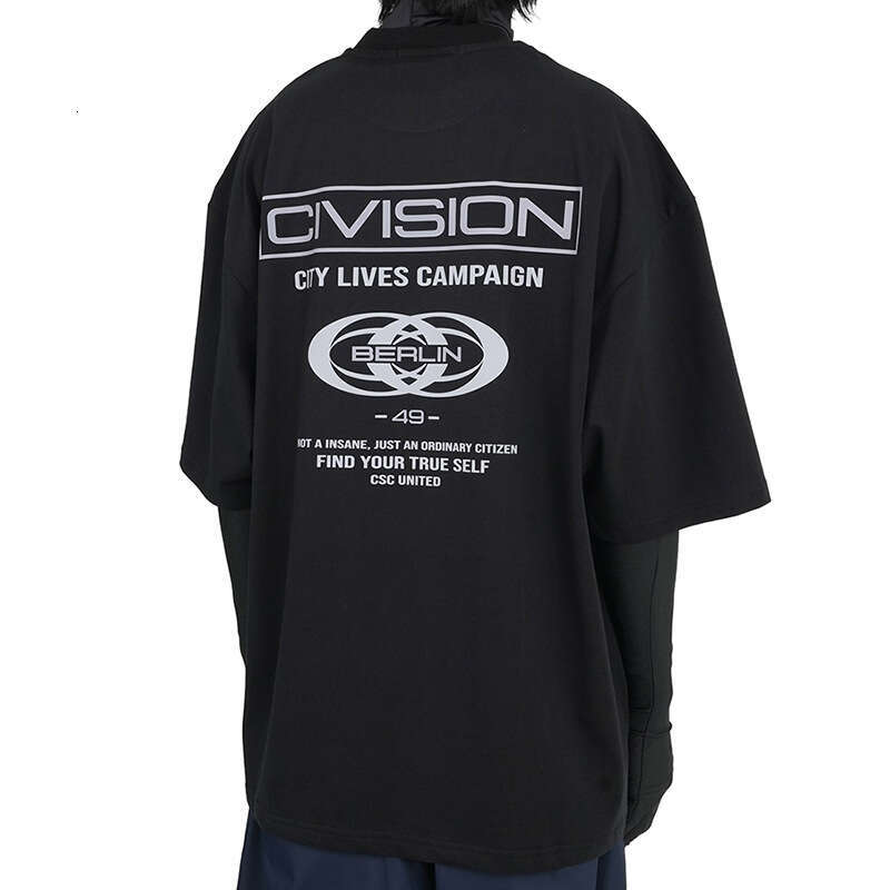 Niche trendy brand Civision CSC letter printed silhouette Vibe versatile men's and women's loose short sleeved T-shirt