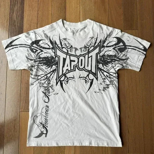 Y2k American Retro Red Letter Casual Short-sleeved Rock Hip-hop Street Print Oversized T-shirt Round Neck Cotton Short-sleeved 250227