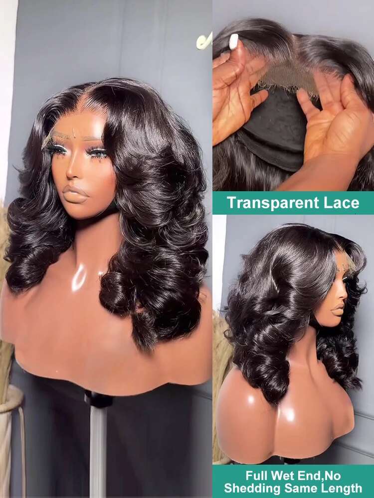 250% Transparent Short Bob Body Wave 13x4 Front Human Hair Wigs Brazilian Wavys 13x6 Lace Frontal 5x5 Closure Remy Wig