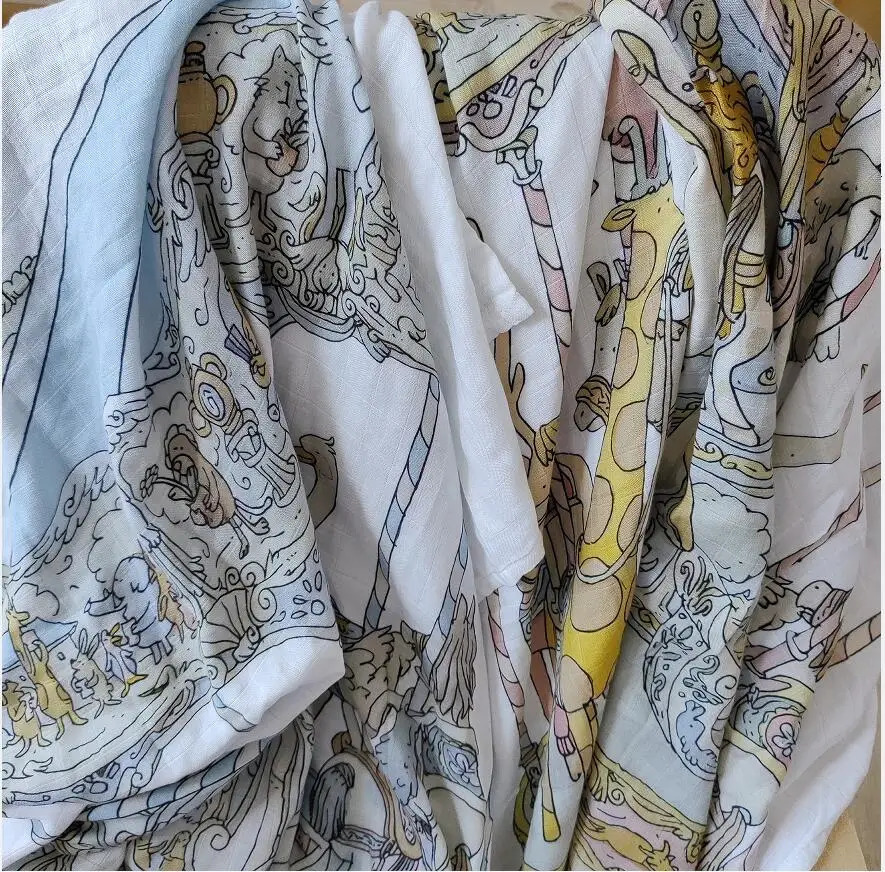 Custom Organic Cotton blankets 70% bamboo 30% cotton born swaddle muslin Blanket Paris Swaddle 250226