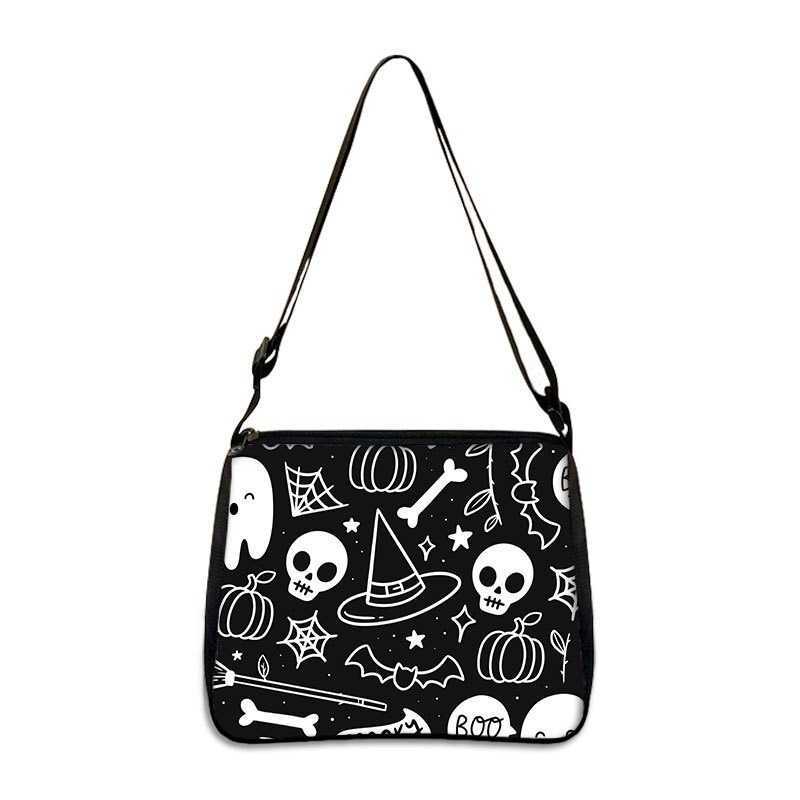 Polyester Underarm Bag Gothic Printed Handheld Shoulder Bag Bat Fashion Women's Portable Tote Square Bag 250215