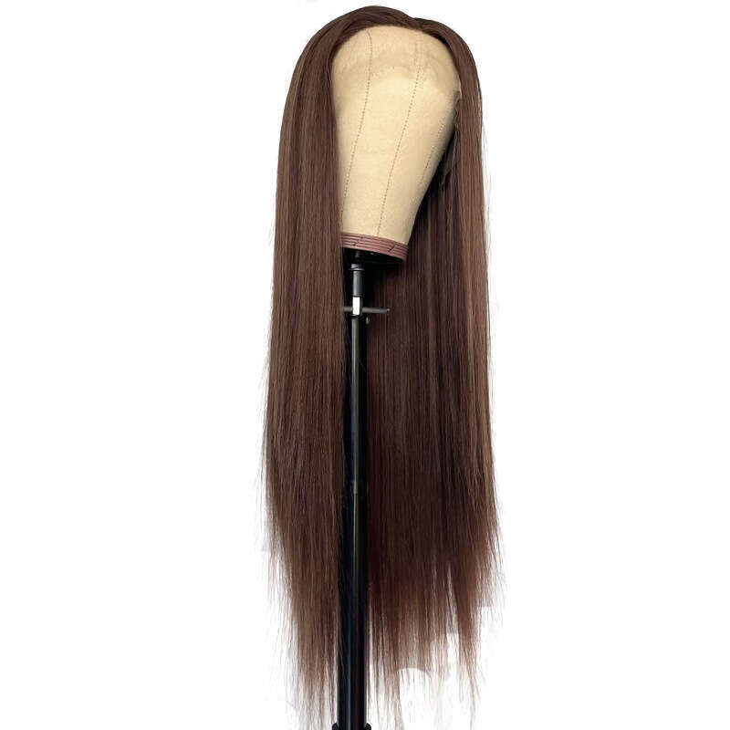 HD Front Lace Wig Front Lace Wig Women S Hand Hook Mid Split Long Straight Hair Synthetic Full Head Cover Lace Wig Brown