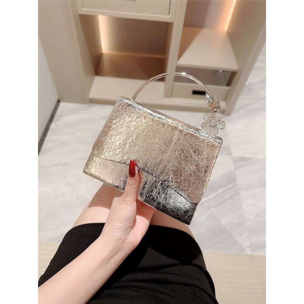 Women's Bags New Bright Leather Flap Dinner Banquet Gold Bracelet, Handbag, Evening Dress Bag, Party Bag
