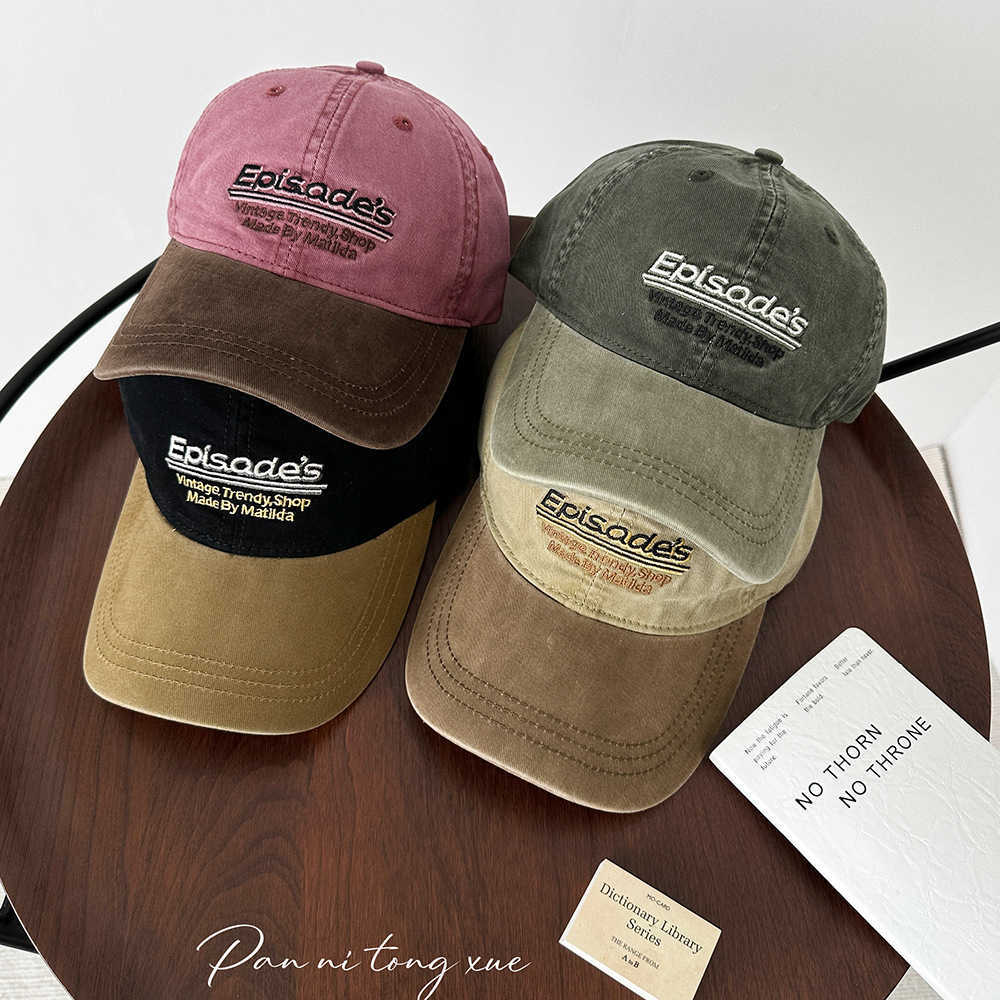 Ball Caps Childrens Color blocked Baseball Hat Trend 2025 Spring Edition Embroidered Korean New Style Color blocked Old Spring Mid to Large Childrens 