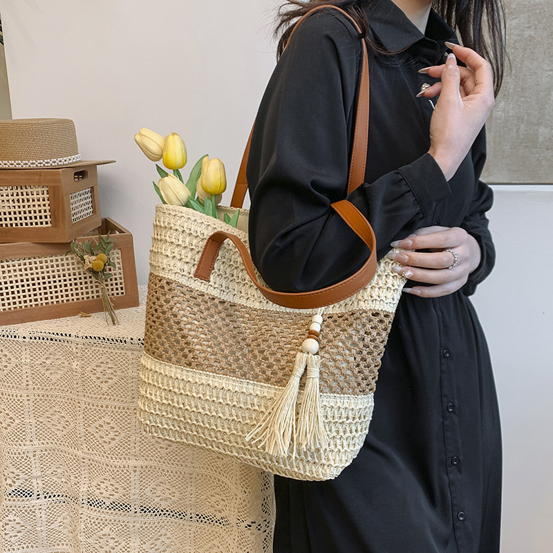 Summer Seaside Leisure Vacation Large Capacity for Women Fashion Straw Tote Simple Handheld Shoulder Bag #swissmilitary