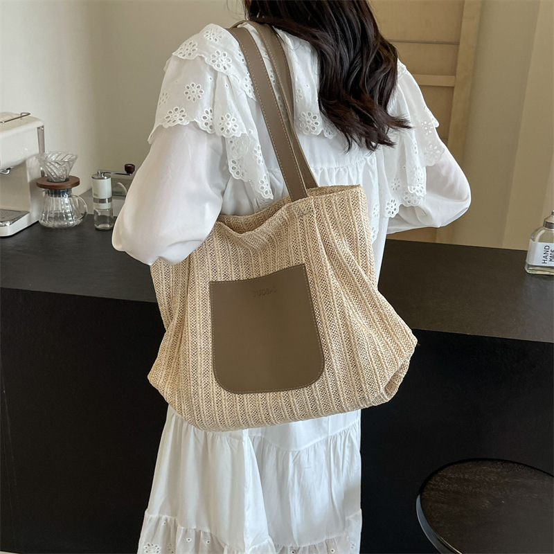 2025 Summer New Straw Beach Large Capacity Leisure Versatile Woven Tote Trendy Shoulder Bag #swissmilitary